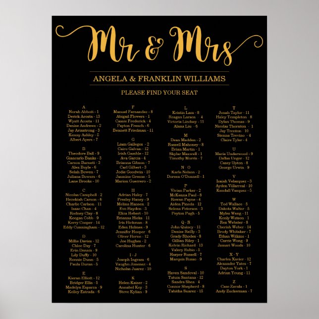 Tableau de sièges mariage, couleur Arrière - plan  (Devant)