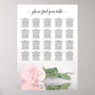 Tableau de sièges Mariage de 20 tables rose pâle