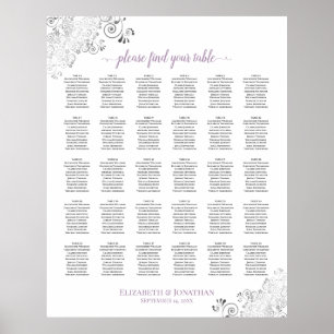 Tableau de sièges Mariage de 30 tables Lavande bla