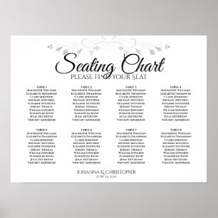 Tableau de sièges Mariage de 8 tables en noir et b