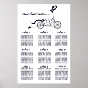 Tableau de sièges Mariage de bicyclette en tandem