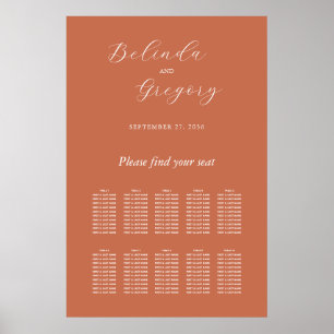 Tableau de sièges Mariage de script élégant en ter