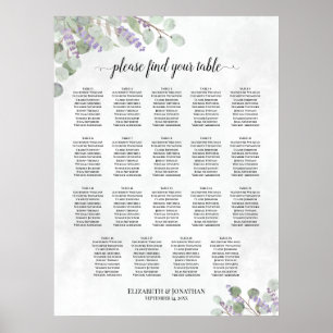 Tableau de sièges Mariage de table 19 Lavender Euc