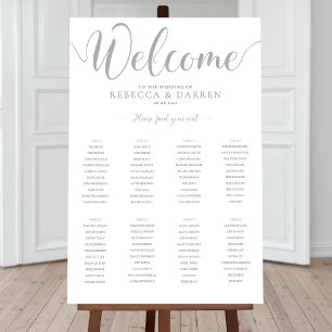 Tableau de sièges Mariage en argent avec 8 tables