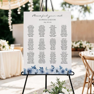 Tableau de sièges Mariage en bois bleu foncé
