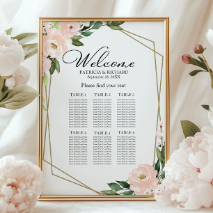 Tableau de sièges Mariage géométrique rose pâle