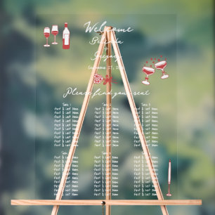 Tableau de sièges Mariage marron avec Doodles tiré