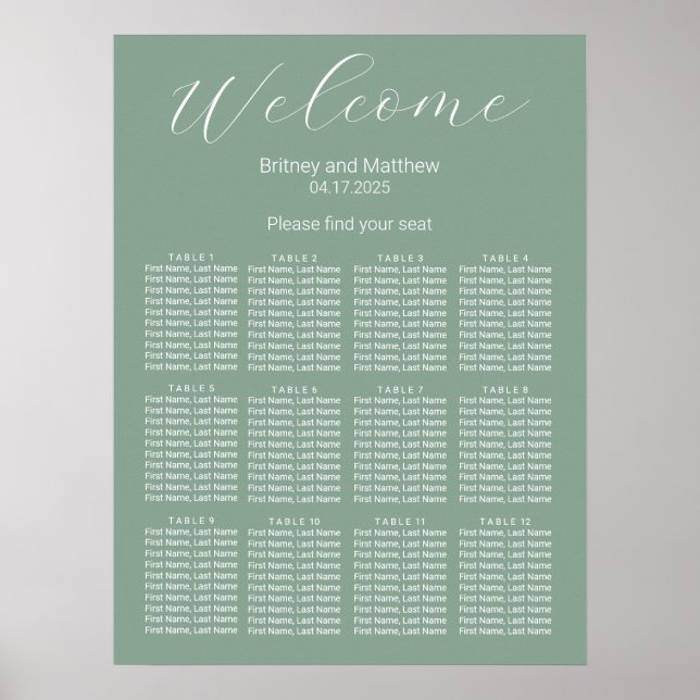 Tableau de sièges Mariage minimaliste simple (Devant)
