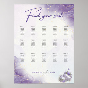 Tableau de sièges Mariage minimaliste violet moder