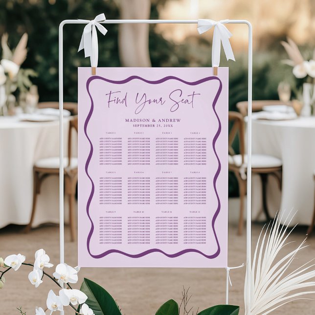 Tableau de sièges Mariage moderne violet (Créateur téléchargé)