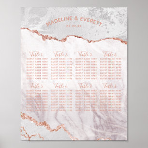 Tableau de sièges Mariage or blanc et Rose
