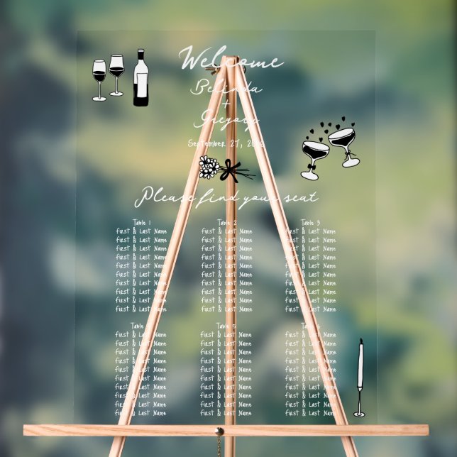 Tableau de sièges Mariage pour Doodles à main noir (Neutre)