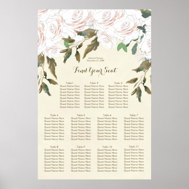 tableau de sièges mariage rose vif (Devant)