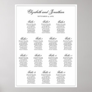 Tableau de sièges Mariage simple élégant de 14 tab