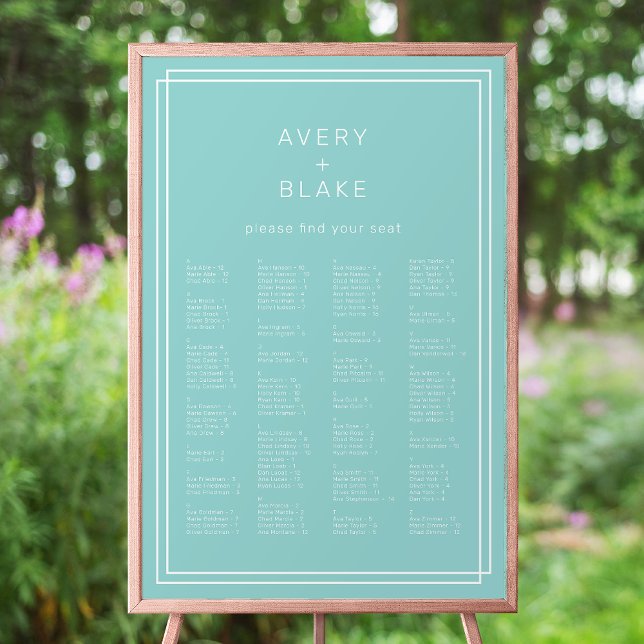 Tableau de sièges Mariage vert à la menthe minimal (AVERY Minimalist Mint Green Wedding Seating Chart)