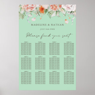 Tableau de sièges Mariage vert et floral