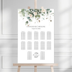 Tableau de sièges mariage vert et rose 12 tables