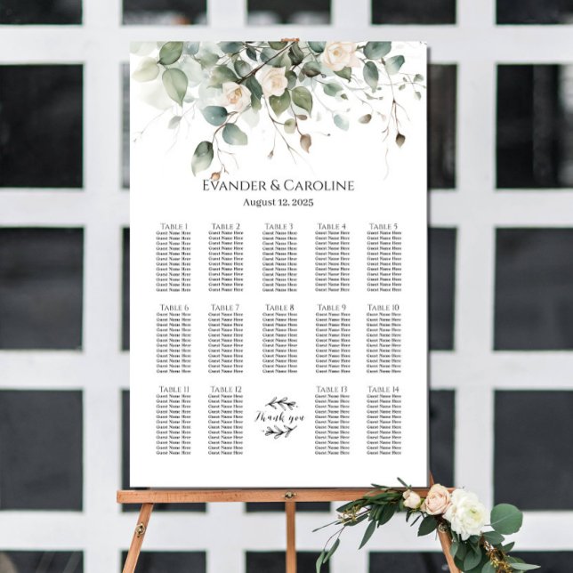 Tableau de sièges mariage vert et rose 14 tables (Créateur téléchargé)