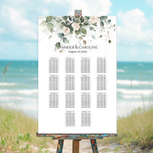 Tableau de sièges mariage vert et rose 14 tables