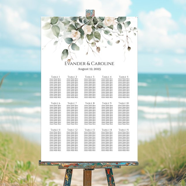 Tableau de sièges mariage vert et rose 15 tables (Créateur téléchargé)