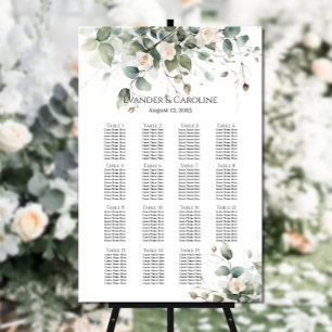 Tableau de sièges mariage vert et rose 15 tables