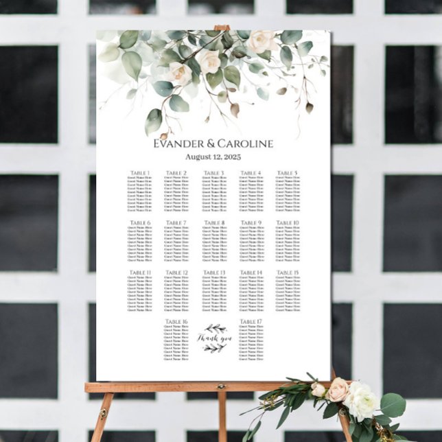 Tableau de sièges mariage vert et rose 17 tables (Créateur téléchargé)