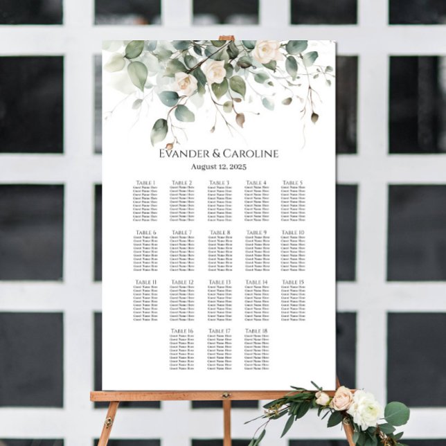 Tableau de sièges mariage vert et rose 18 tables (Créateur téléchargé)