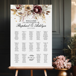 Tableau de sièges mariages 14 tables, pivoines bor