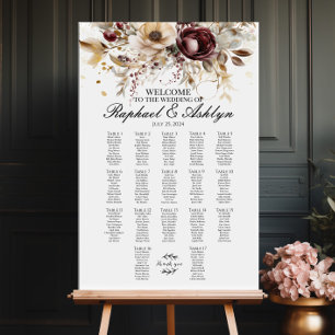 Tableau de sièges mariages 17 tables, pivoines bor