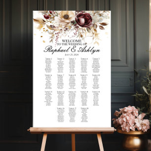 Tableau de sièges mariages 18 tables, pivoines bor