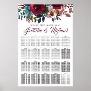 Tableau de sièges Mariages à 20 tables de fleurs r