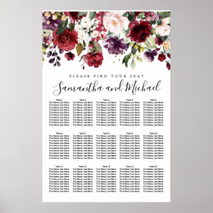 Tableau de sièges Mariages de 15 tables de fleurs 