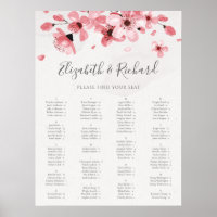 Tableau de sièges Mariages en fleurs de cerise ros
