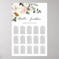 Tableau de sièges Mariages floral rose et blanc