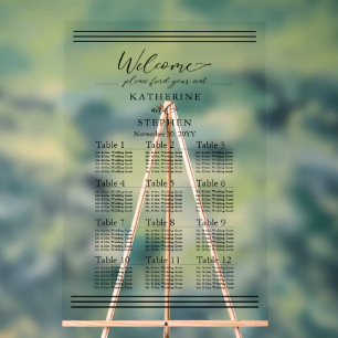 Tableau de sièges minimaliste de Mariage noir mode