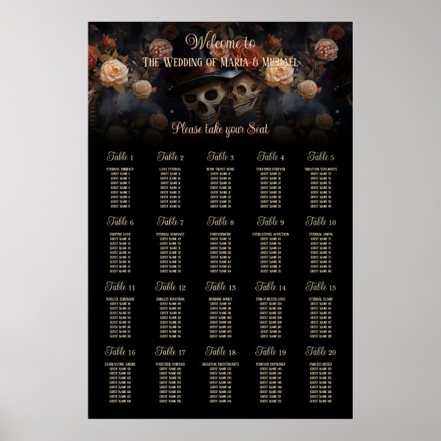 Tableau de sièges pour Mariage gothique (Devant)