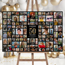 Tableau de souvenirs d'anniversaire 50 ans noir mo