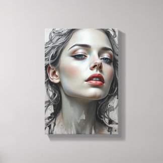 Tableau Déco ( Fleur Argentée ) Portrait Beauté
