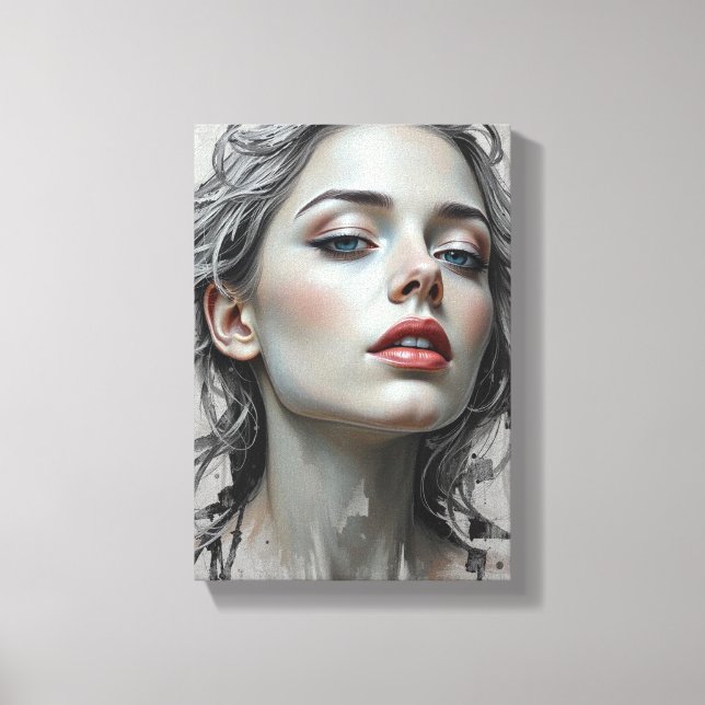 Tableau Déco ( Fleur Argentée ) Portrait Beauté (Recto)