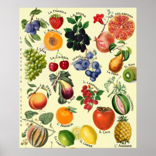 Tableau des fruits italiens en langue italienne 