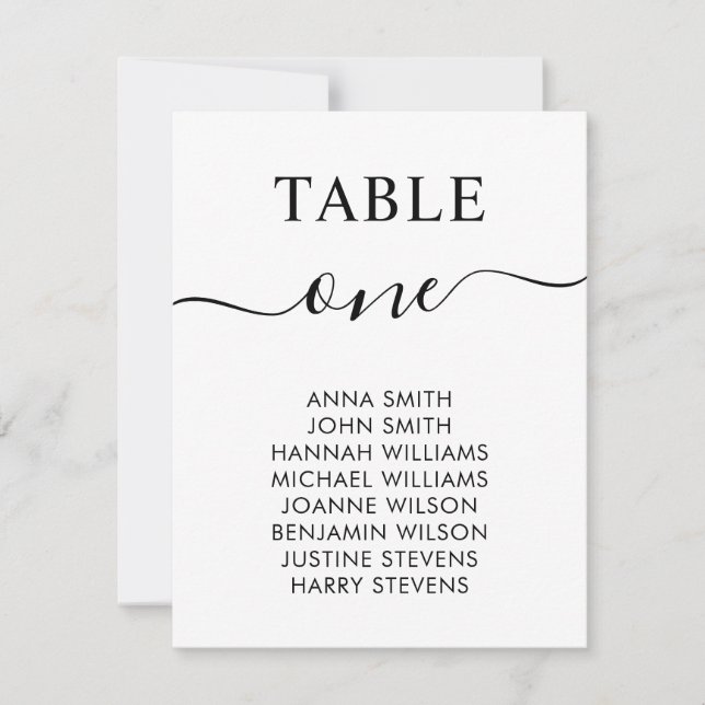 Tableau des numéros de table de mariage simple et  (Devant)