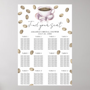 Tableau des sièges de la douche nuptiale du café e