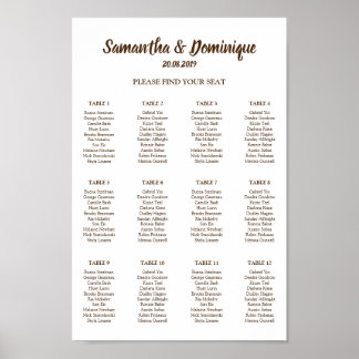 Tableau des sièges de l'invité d'événement mariage