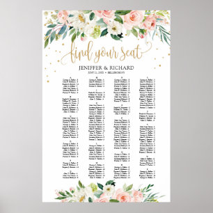 Tableau des sièges de mariage alphabétique Boho
