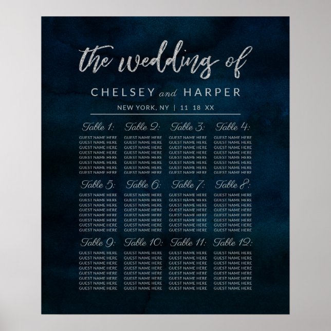 Tableau des sièges du Mariage bleu de la marine (Devant)
