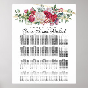 Tableau des sièges Mariage de 20 tables de Noël