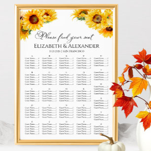 Tableau des sièges Mariages de automne d'automne d