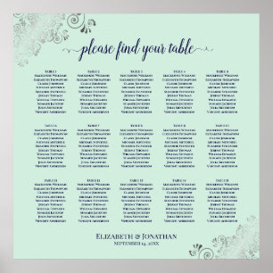 Tableau des sièges Mariages de table Mint Green &