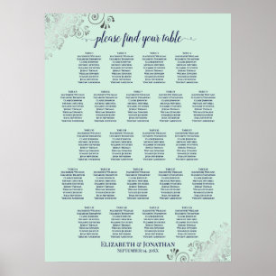 Tableau des sièges Mariages de table Mint Green et