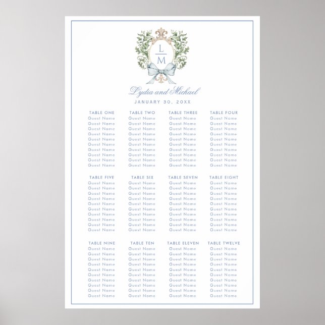 Tableau des sièges Mariages du monogramme de la cr (Devant)